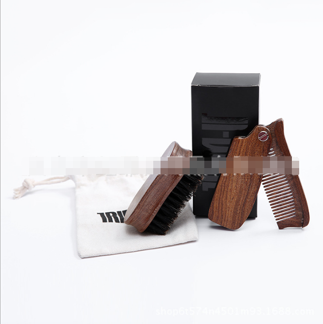 Foldable Hair and Beard Comb in Black Sandalwood