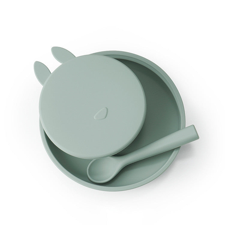 Silicone Baby Dinner Plate and Rabbit Bowl Set (3 Pieces)