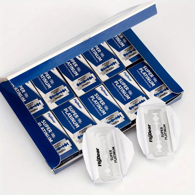 Zero waste shaving choice showing 100 metal blades as an alternative to plastic disposable razors