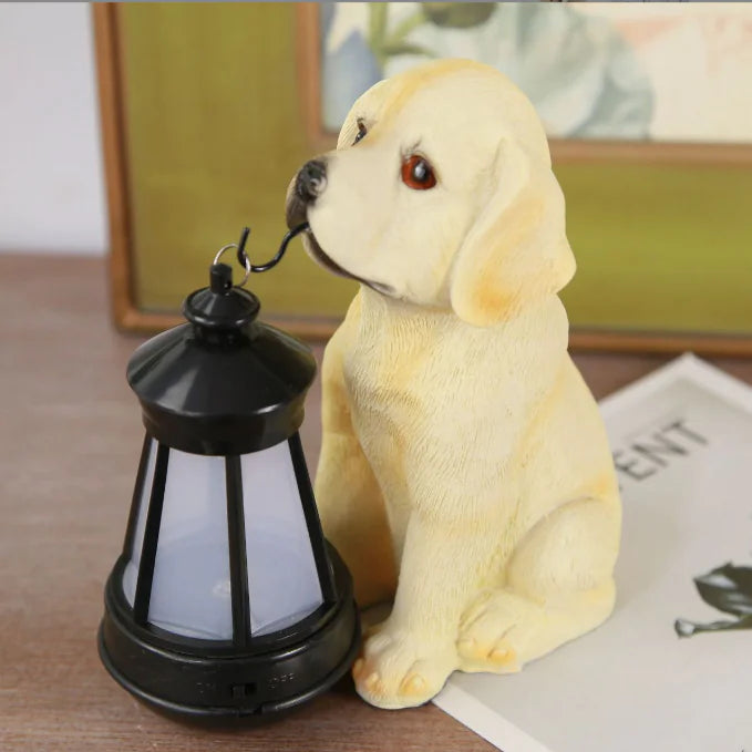 Outdoor Solar Puppy Light Ornament Sculpture