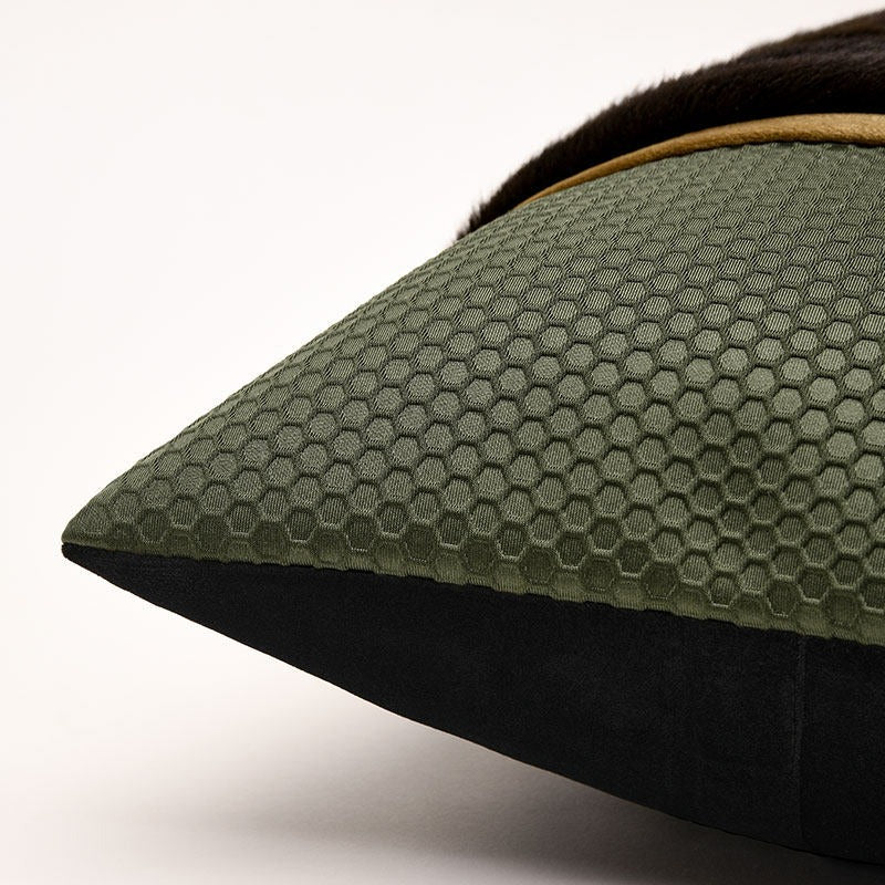 Black and Green High-End Patchwork Throw Pillow