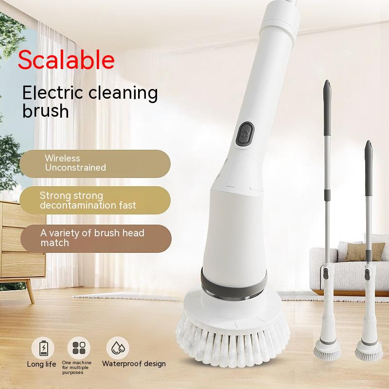 Electric Telescopic Scrubber with Long Handle Brush