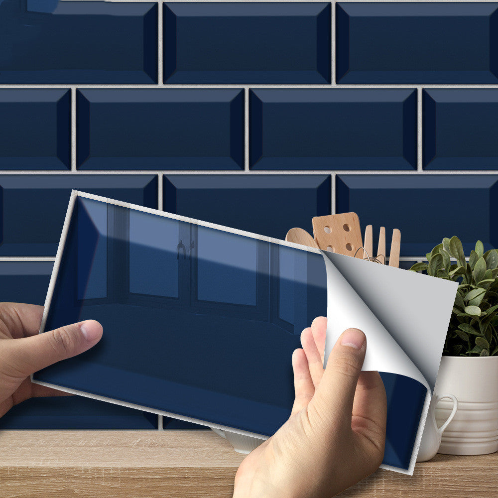 Navy Blue Brick Pattern Wall Stickers for Bathroom