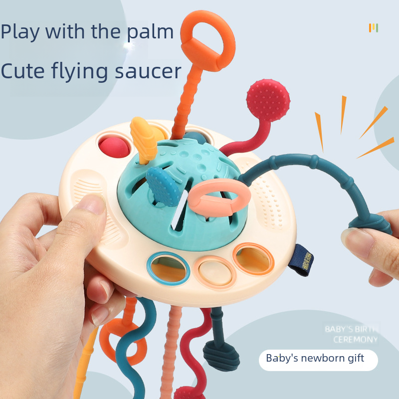 Soft Rubber UFO Pull Toy for Infant Sensory Learning