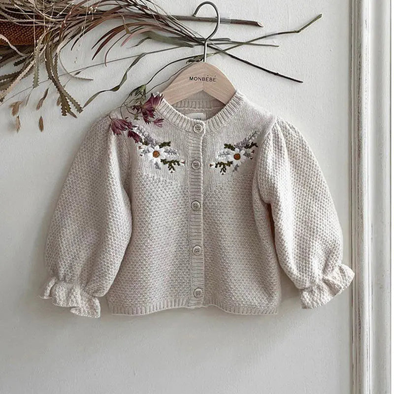 Fashionable Flower Sweater Coat for Kids and Babies