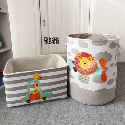 Cartoon Kids Fabric Toy Storage Basket Organizer Set