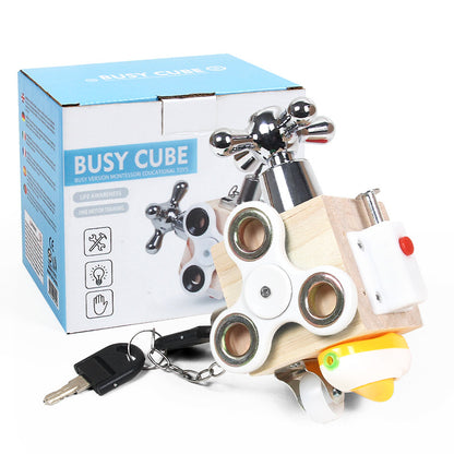 Montessori Wooden Busy Cube for Kids' Early Education