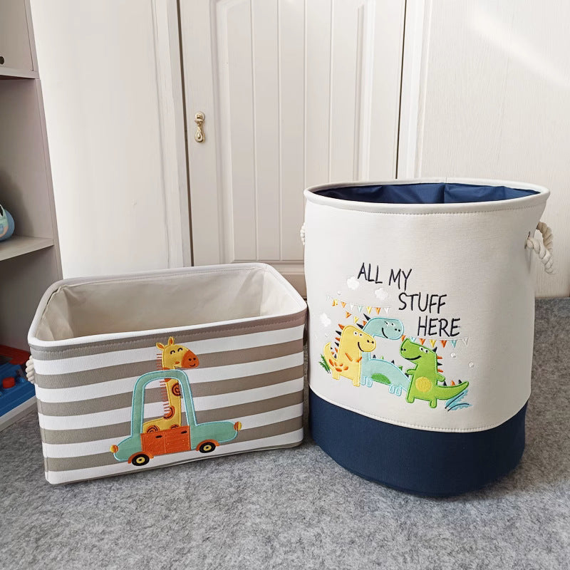 Cartoon Kids Fabric Toy Storage Basket Organizer Set