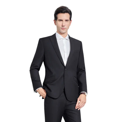 Men's Stylish Business Wool Suit Set - Solid Color Attire
