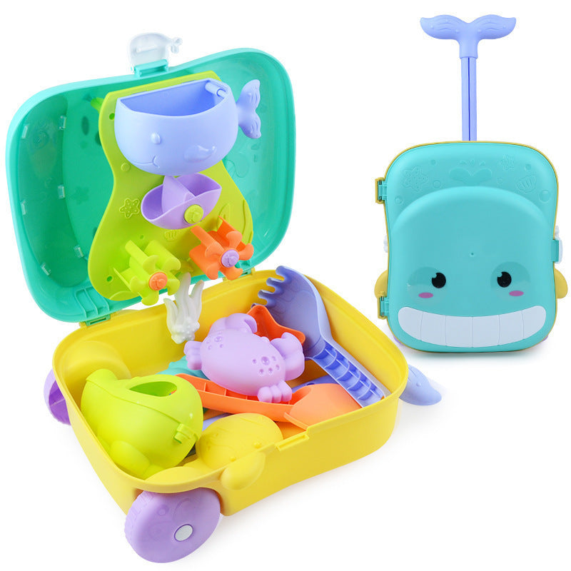 Kids' Beach Toy Whale Suitcase Set of 8 for Sand Play