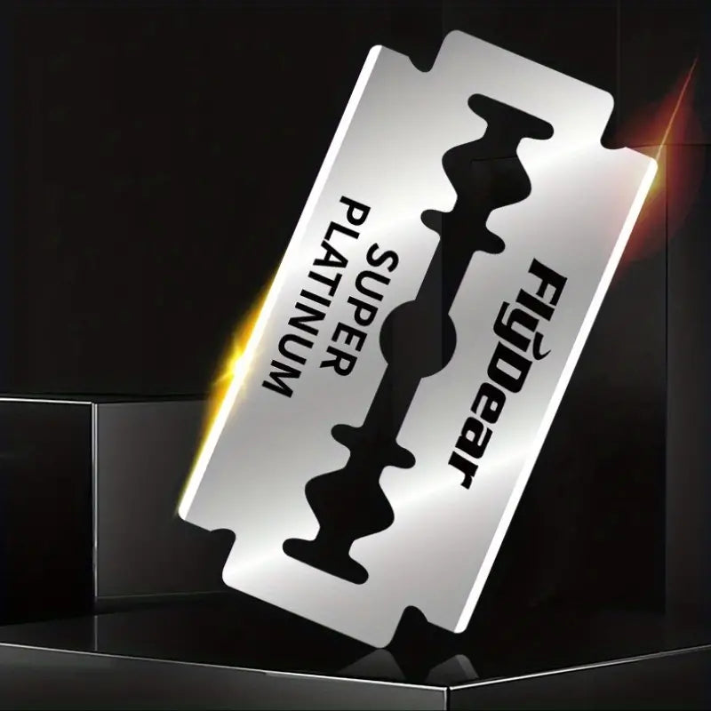 Retail box of 100 double edge safety razor blades for men on a clean white background.
