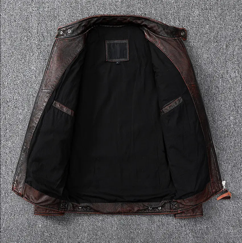 Vintage Brown Classic Biker Leather Jacket for Men