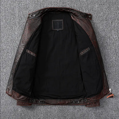 Vintage Brown Classic Biker Leather Jacket for Men