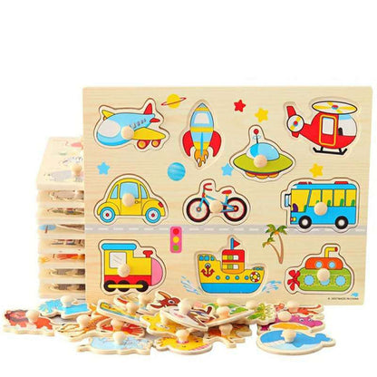 Montessori Wooden Puzzle Set for Kids with Letters & Shapes
