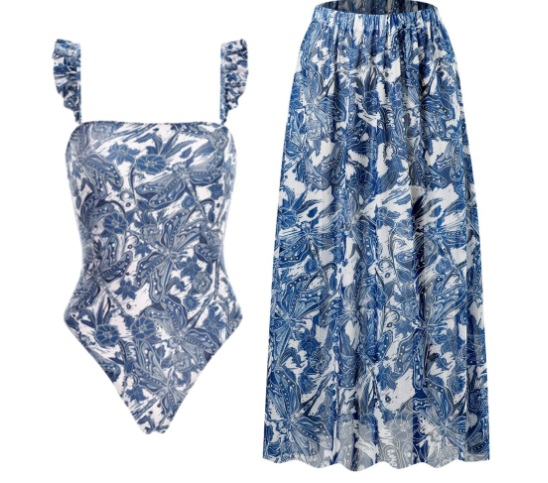 Summer Life Set: Retro Slimming Swimwear & Cover-Up