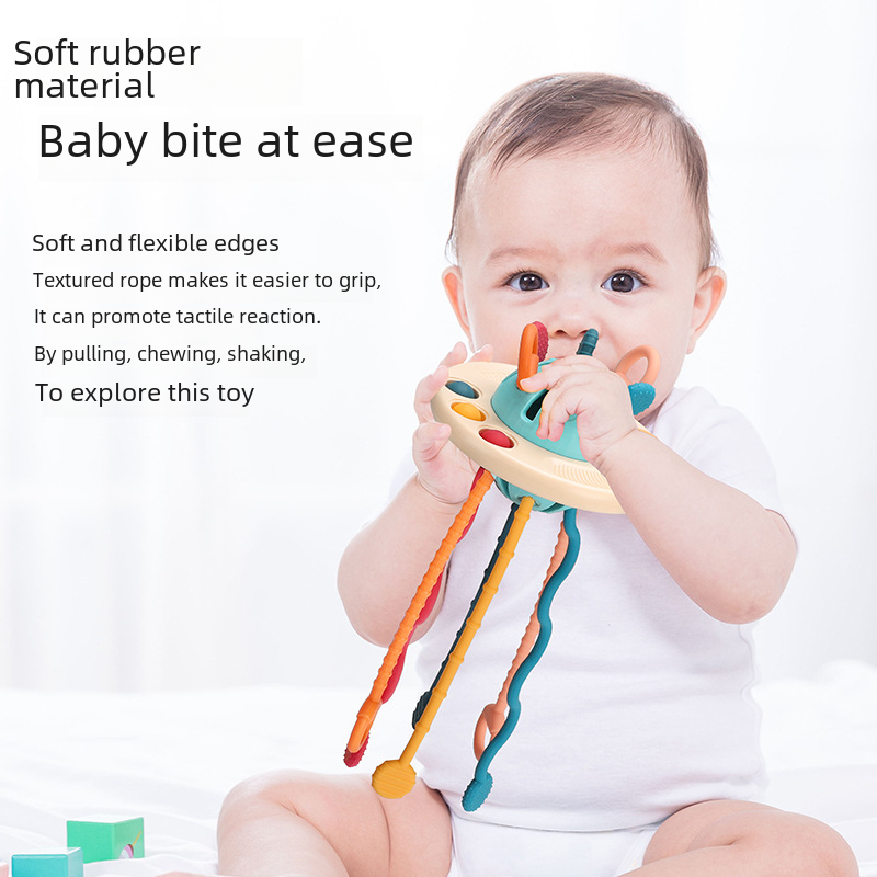 Soft Rubber UFO Pull Toy for Infant Sensory Learning