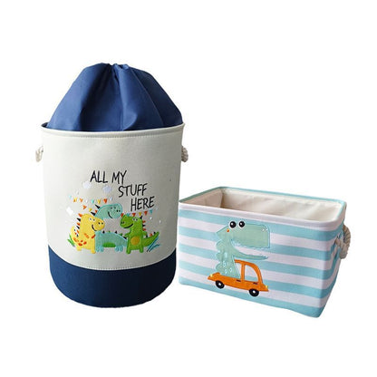 Cartoon Kids Fabric Toy Storage Basket Organizer Set