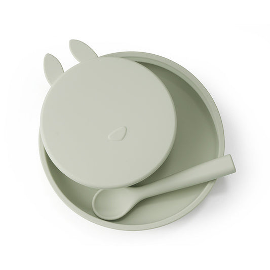 Silicone Baby Dinner Plate and Rabbit Bowl Set (3 Pieces)