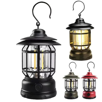 Retro Portable LED Camping Light with Stepless Dimming