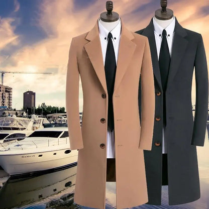 Medium Long Woolen Coat for Men