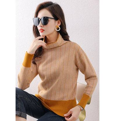 Ethnic Style High-End Women's Striped Knit Sweater