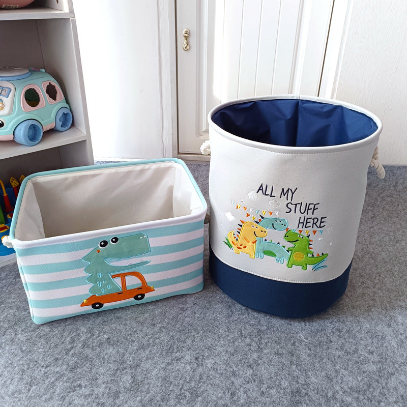 Cartoon Kids Fabric Toy Storage Basket Organizer Set