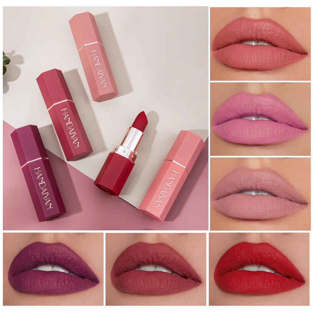 6-Color Matte Lipstick with Delicate Texture for Daily Use