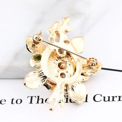 Creative Oil Drop Diamond Flower Pearl Brooch for Women