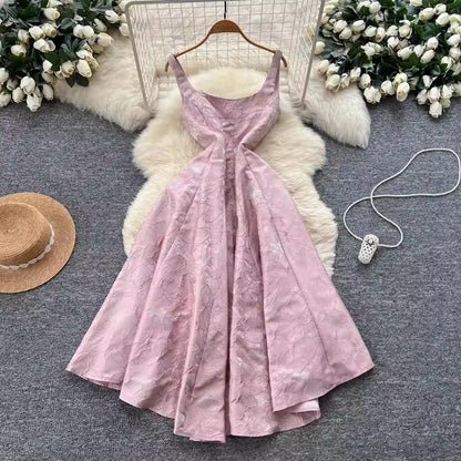 Jacquard High-Waist Slip Dress