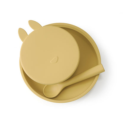 Silicone Baby Dinner Plate and Rabbit Bowl Set (3 Pieces)
