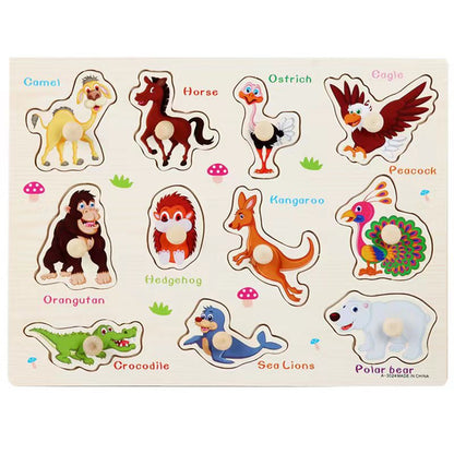Montessori Wooden Puzzle Set for Kids with Letters & Shapes