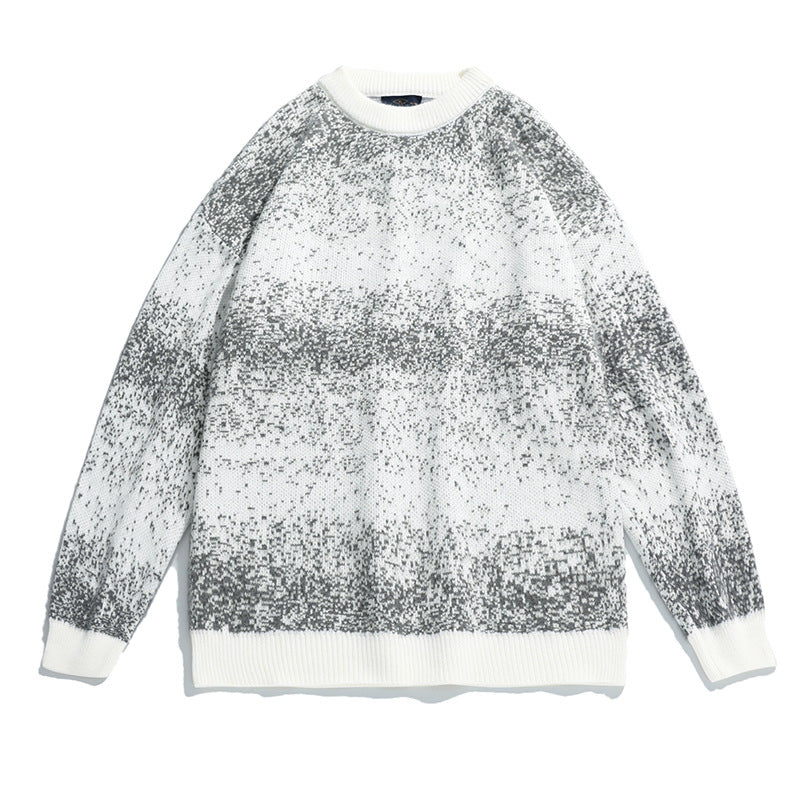 Gradient Noise Pattern Relaxed Crew Neck Sweater
