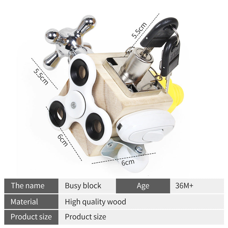 Montessori Wooden Busy Cube for Kids' Early Education