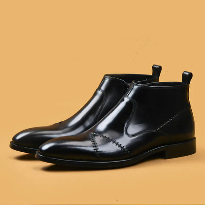 Handmade British Leather High-Top Shoes
