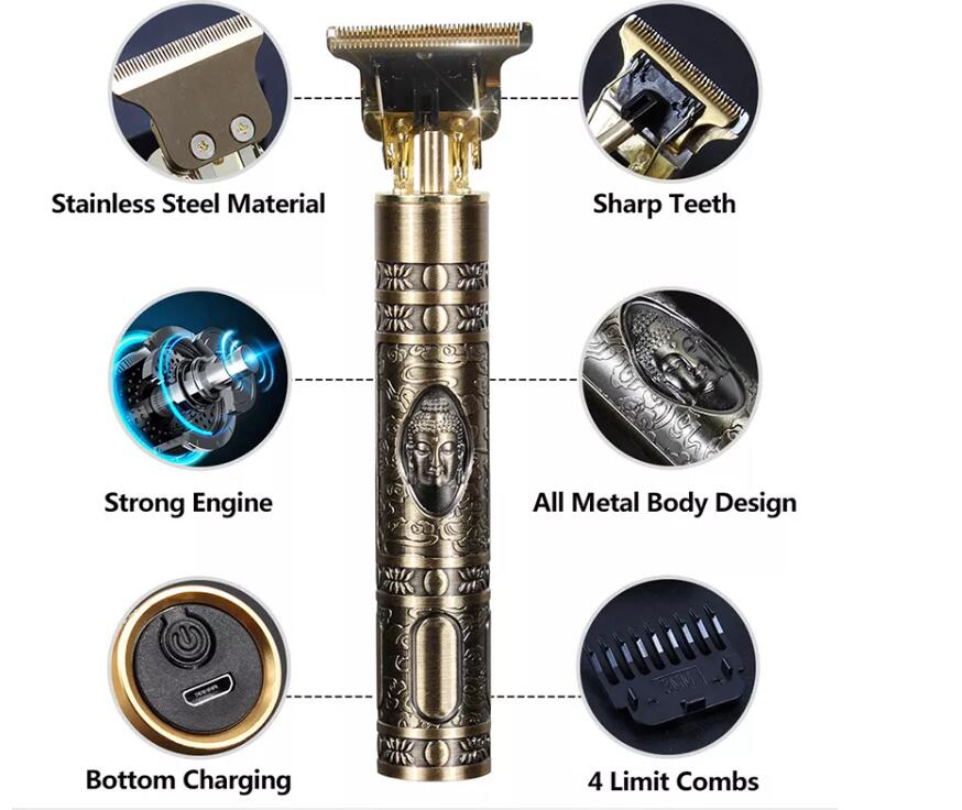 Professional Cordless Metal Hair Beard Trimmer