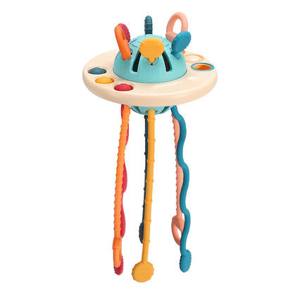 Soft Rubber UFO Pull Toy for Infant Sensory Learning