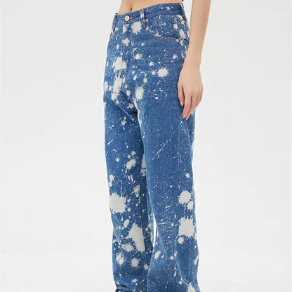 Women's Tie Dye Wash Straight Fit Jeans
