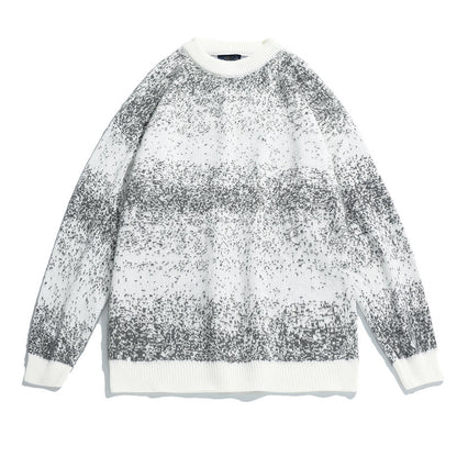 Gradient Noise Pattern Relaxed Crew Neck Sweater