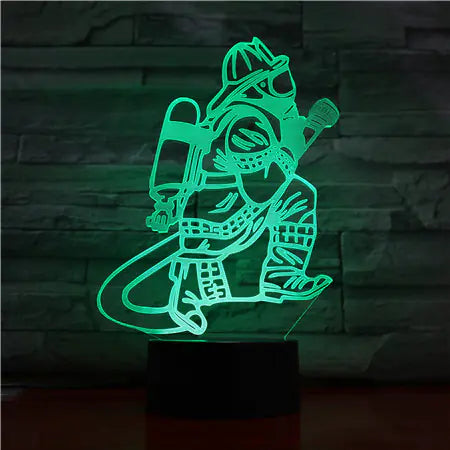 Firefighter 3D Night Light and Desk Lamp