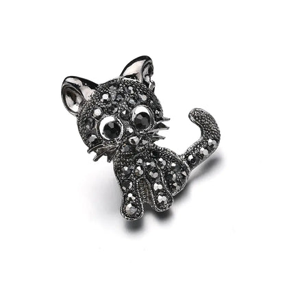 Cat Brooch with Rhinestones
