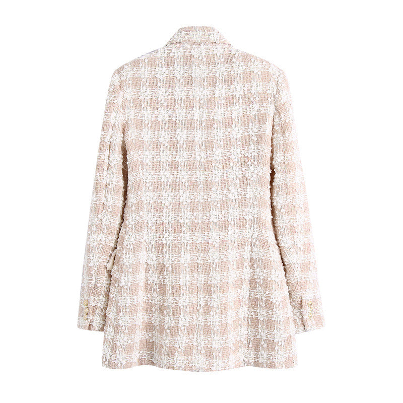 Chic Tweed Double-Breasted Jacket and Shorts Set