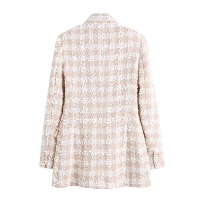 Chic Tweed Double-Breasted Jacket and Shorts Set