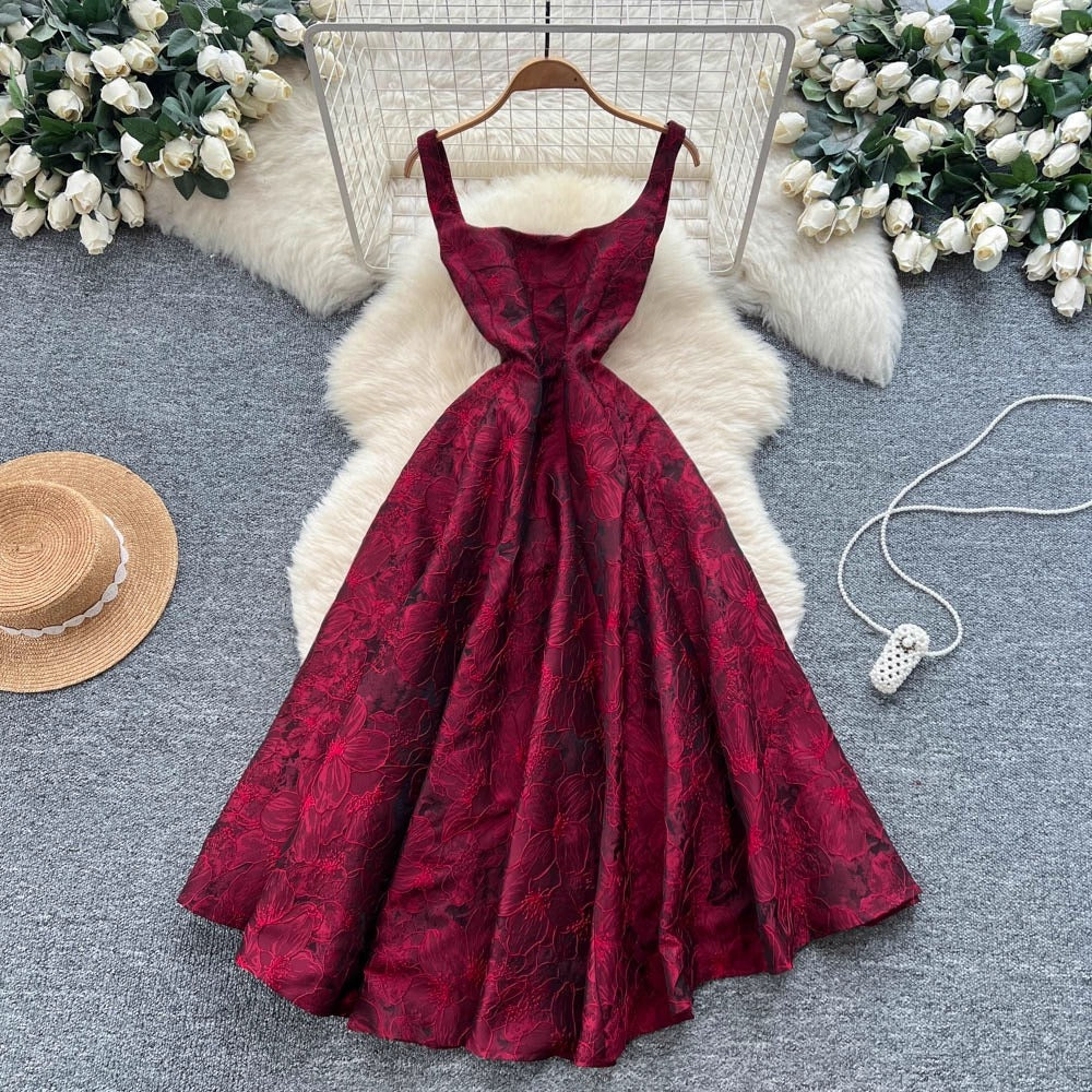 Jacquard High-Waist Slip Dress