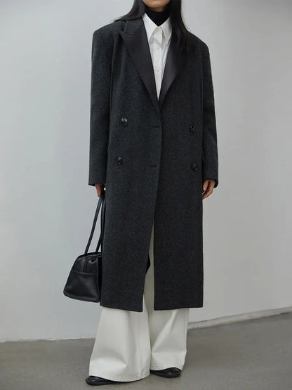 Women's Loose Long Gun Lapel Coat