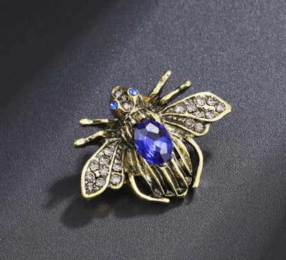 Vintage Insect Brooch with Rhinestones for Women