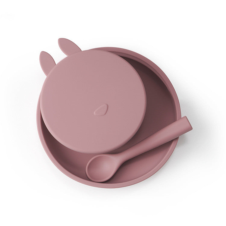 Silicone Baby Dinner Plate and Rabbit Bowl Set (3 Pieces)