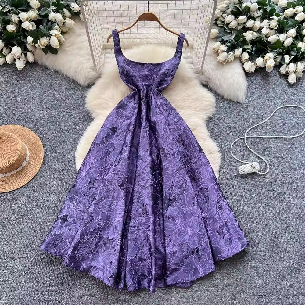 Jacquard High-Waist Slip Dress