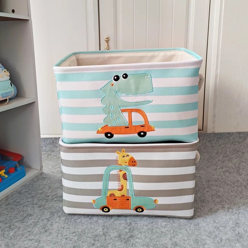Cartoon Kids Fabric Toy Storage Basket Organizer Set