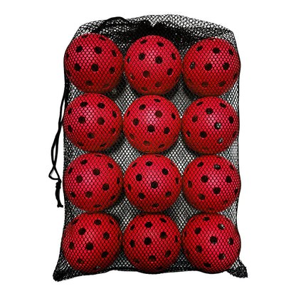 12-Pack 74mm 40-Hole Plastic Pickleball Balls with Net Bag – Assorted Colors