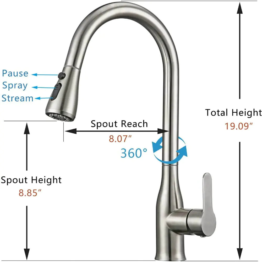 Brushed Nickel High Arc Kitchen Faucet